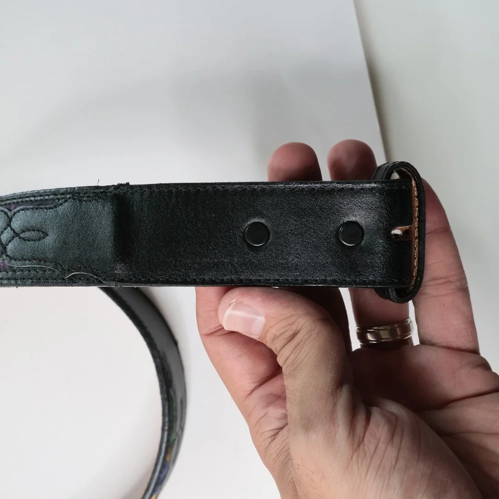 Panhandle Slim Mens 34 Black Leather Multi Color Woven Western Belt STRAP ONLY